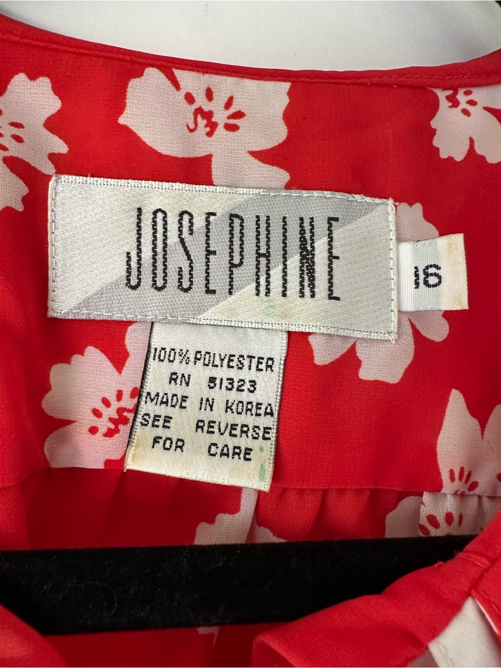 🌺 Vintage Josephine Red Floral Peter Pan Collar Blouse Size 10 - Picture 5 of 9